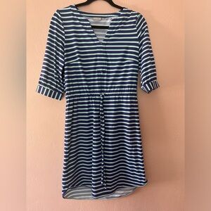 ELLIE KAI STRIPED V NECK DRESS.